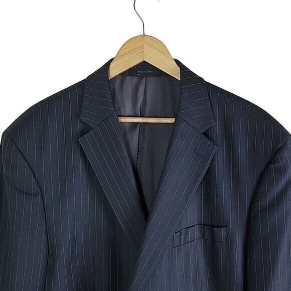 Lauren Ralph Lauren Pinstripe Wool Suit Jacket Blazer 48L Blue Navy Two Button - Picture 5 of 15